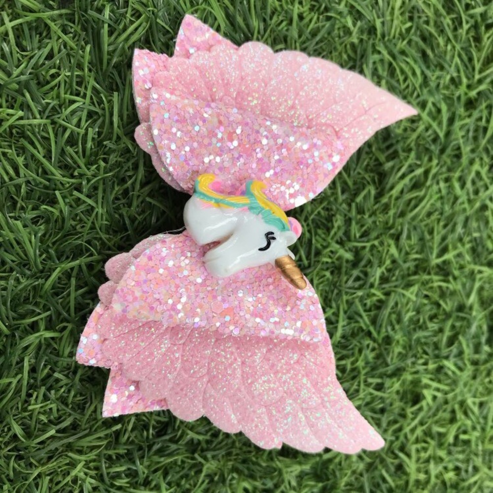Glitter unicorn hair bow